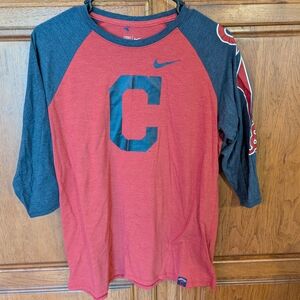 Cleveland indians Red and Gray 3/4 Sleeve Tee